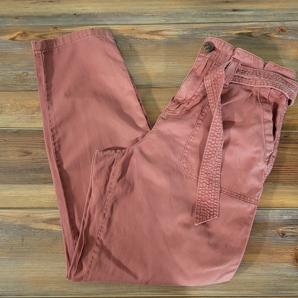 Maurices Cotton Blend Paperbag Waist Pants w/Belt Size 8